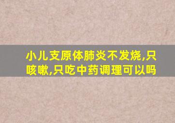 小儿支原体肺炎不发烧,只咳嗽,只吃中药调理可以吗