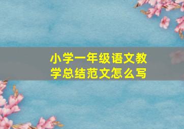 小学一年级语文教学总结范文怎么写