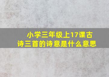 小学三年级上17课古诗三首的诗意是什么意思