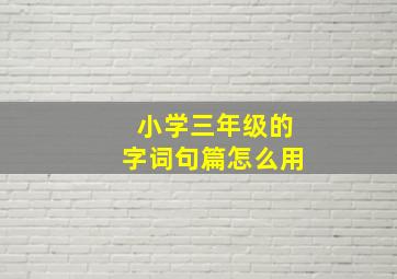 小学三年级的字词句篇怎么用