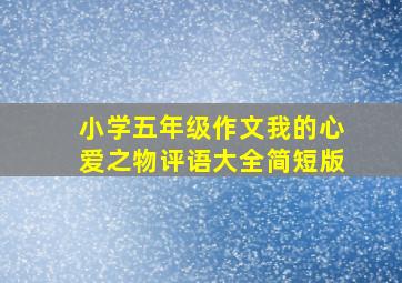 小学五年级作文我的心爱之物评语大全简短版