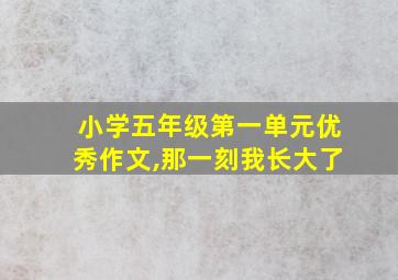 小学五年级第一单元优秀作文,那一刻我长大了