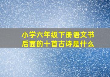 小学六年级下册语文书后面的十首古诗是什么