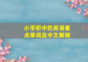 小学初中的英语重点单词及中文解释