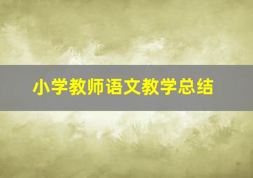 小学教师语文教学总结