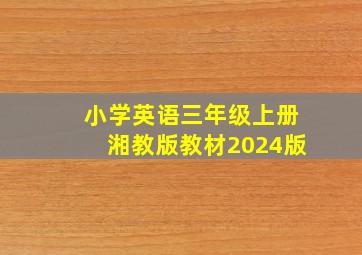 小学英语三年级上册湘教版教材2024版