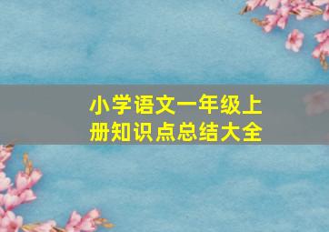 小学语文一年级上册知识点总结大全