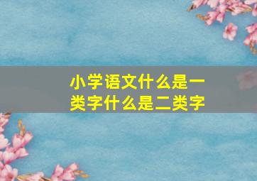 小学语文什么是一类字什么是二类字