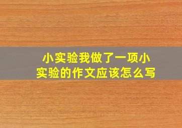 小实验我做了一项小实验的作文应该怎么写