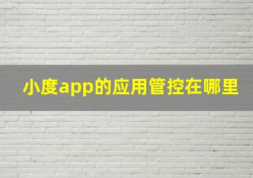 小度app的应用管控在哪里