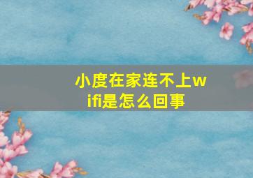 小度在家连不上wifi是怎么回事