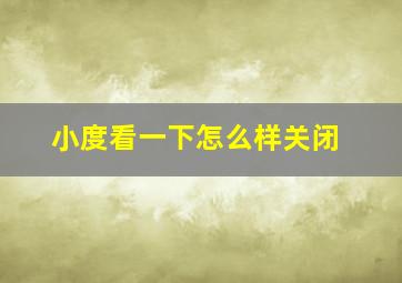 小度看一下怎么样关闭