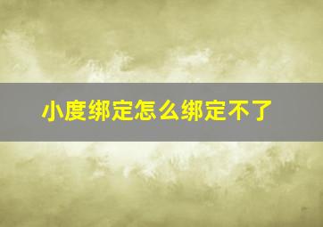 小度绑定怎么绑定不了