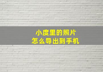 小度里的照片怎么导出到手机