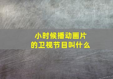 小时候播动画片的卫视节目叫什么