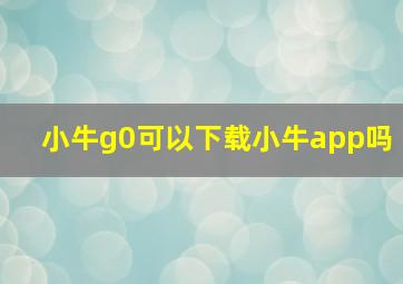 小牛g0可以下载小牛app吗