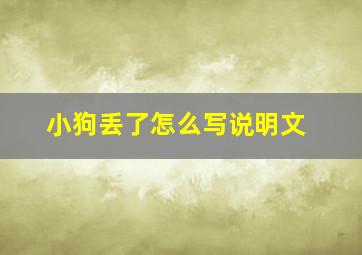 小狗丢了怎么写说明文