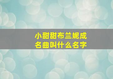 小甜甜布兰妮成名曲叫什么名字