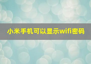 小米手机可以显示wifi密码