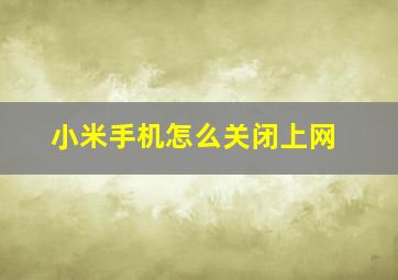 小米手机怎么关闭上网