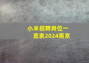 小米招聘岗位一览表2024南京