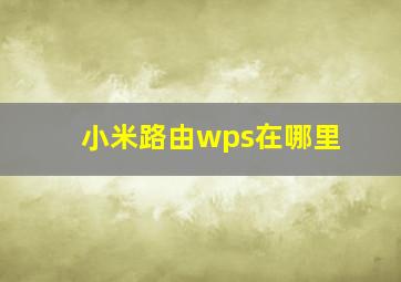 小米路由wps在哪里