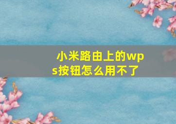 小米路由上的wps按钮怎么用不了