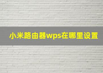 小米路由器wps在哪里设置