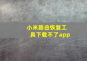 小米路由恢复工具下载不了app