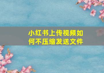 小红书上传视频如何不压缩发送文件