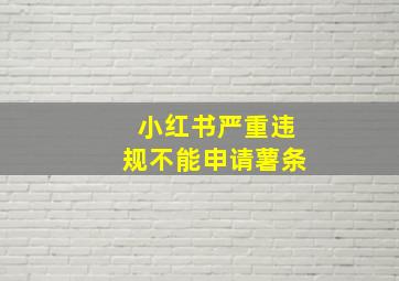 小红书严重违规不能申请薯条