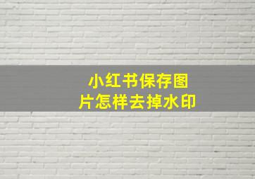 小红书保存图片怎样去掉水印