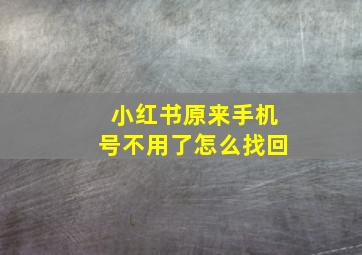 小红书原来手机号不用了怎么找回