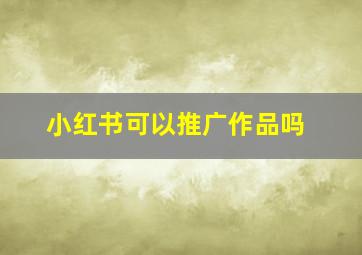 小红书可以推广作品吗