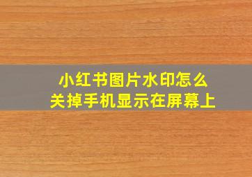 小红书图片水印怎么关掉手机显示在屏幕上