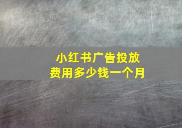 小红书广告投放费用多少钱一个月