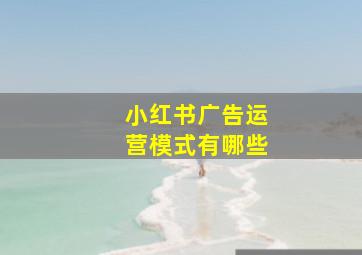 小红书广告运营模式有哪些