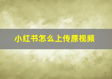 小红书怎么上传原视频