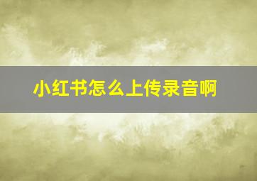 小红书怎么上传录音啊