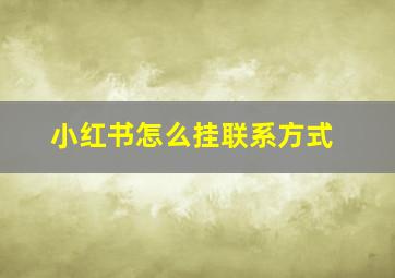 小红书怎么挂联系方式