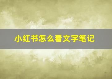 小红书怎么看文字笔记