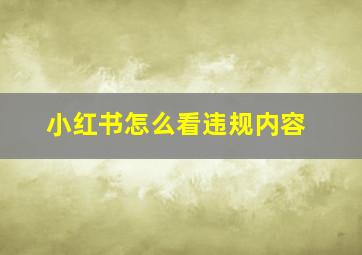 小红书怎么看违规内容