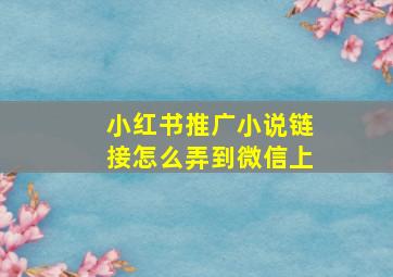 小红书推广小说链接怎么弄到微信上