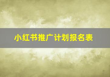 小红书推广计划报名表