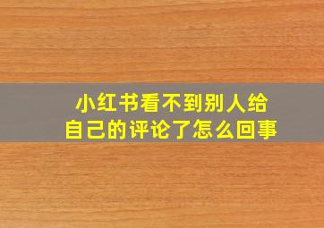 小红书看不到别人给自己的评论了怎么回事