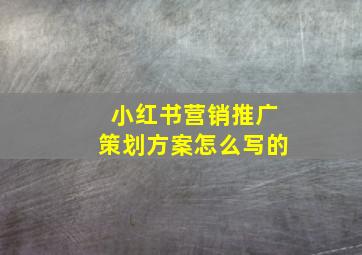 小红书营销推广策划方案怎么写的