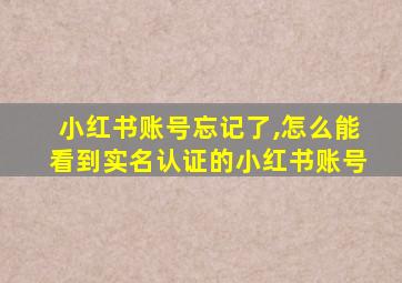 小红书账号忘记了,怎么能看到实名认证的小红书账号