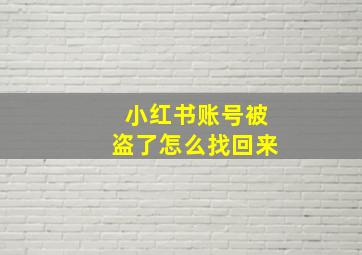 小红书账号被盗了怎么找回来