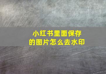 小红书里面保存的图片怎么去水印