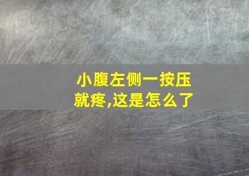 小腹左侧一按压就疼,这是怎么了